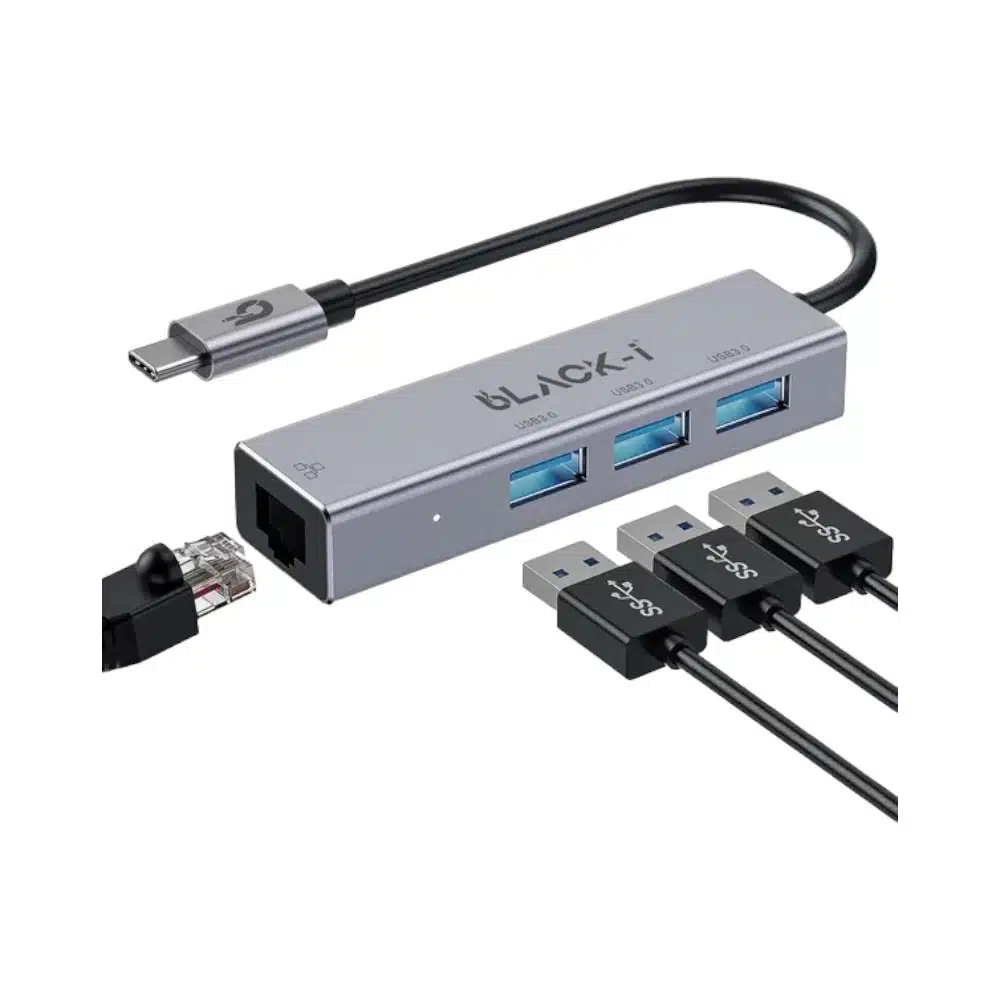 Black-i USB-C to 3-Port USB 3.0 Hub & Gigabit Lan