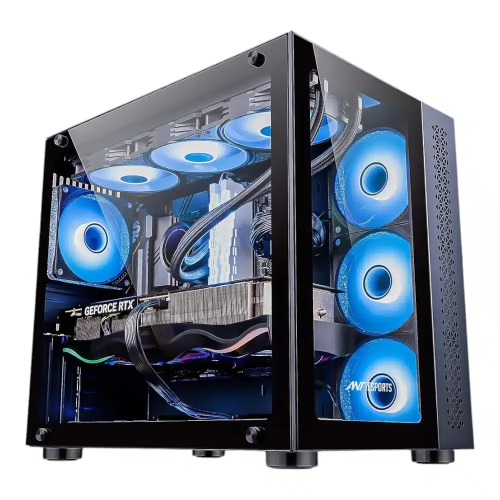 Ant Esports Crystal Mini-Tower Computer Case/Gaming Cabinet 