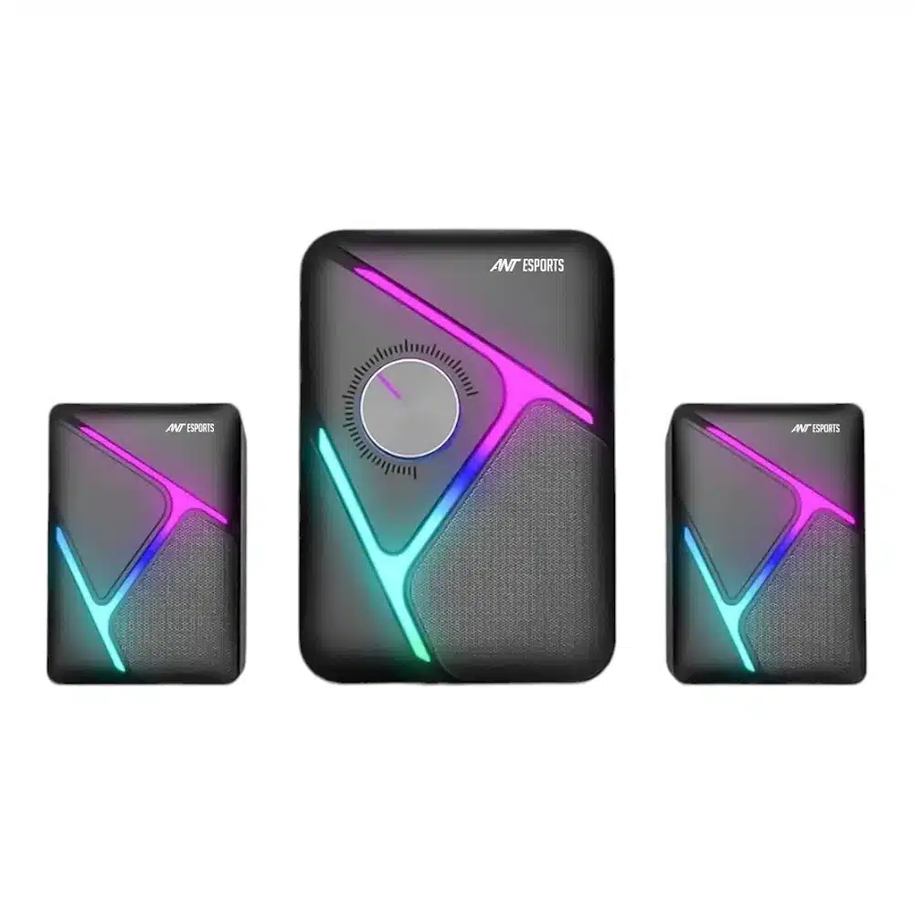 Ant Esports GS270 2.1 Stereo Wired Gaming Speakers with Subwoofer, RGB Lights Stereo Bass 11W